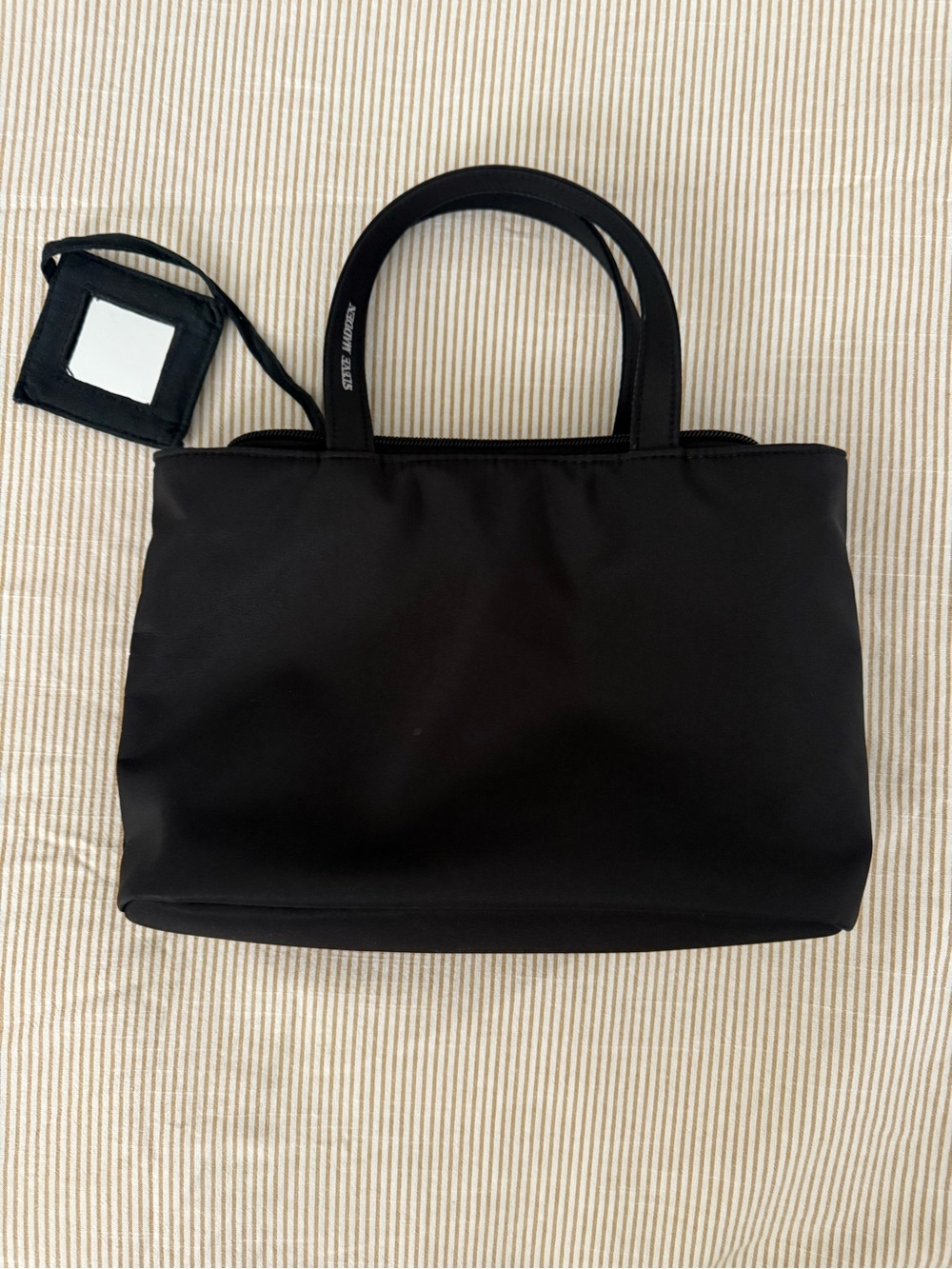 Steve Madden Black Tote with Mirror Charm